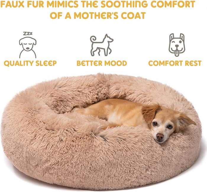 Round Cat Bed Super Soft Long Plush Dog Kennel Mat Puppy Round Cushion Portable Cats Winter Warm Bed - Image 2