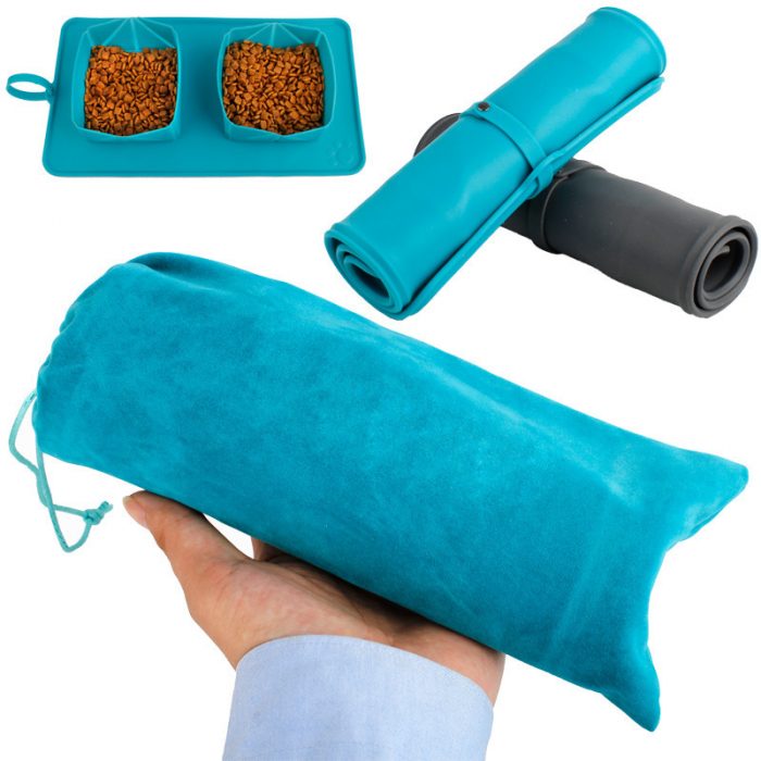 Collapsible Pet Silicone Double Bowls - Image 4