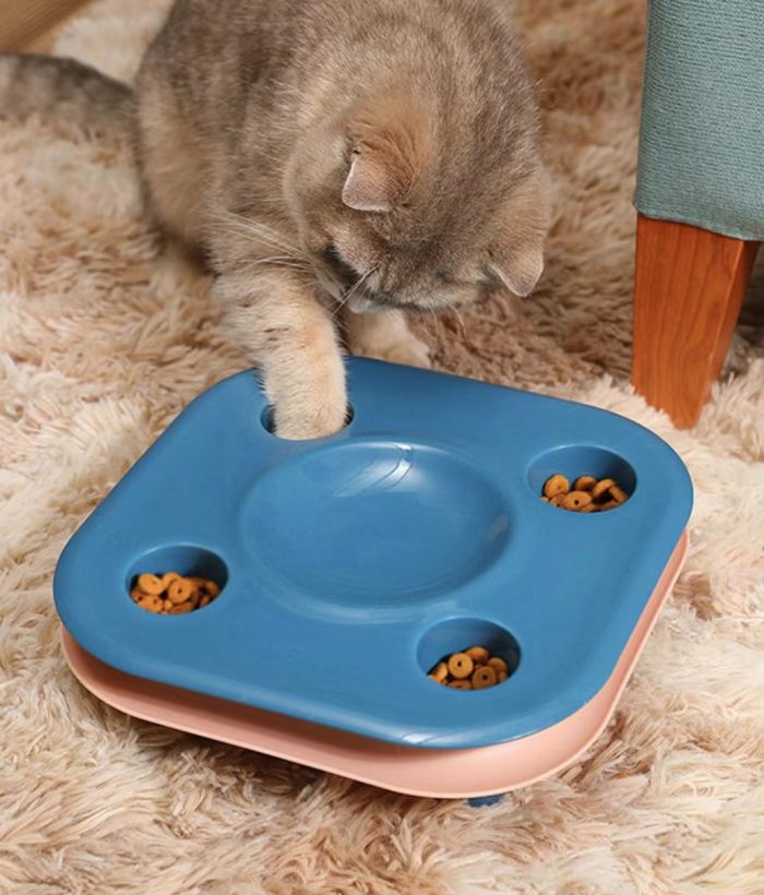 2in1 Cat Multifunctional Food Basin Bowls Toy Tower Tracks Disc Ball Training Plate - Image 2