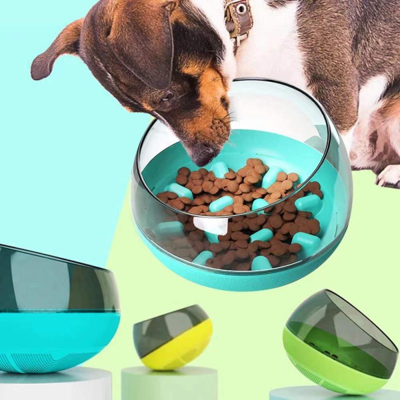 Space Capsule Pet Shaking Slow Feeder Dog Bowls Toys Tumbler Dog Food Container