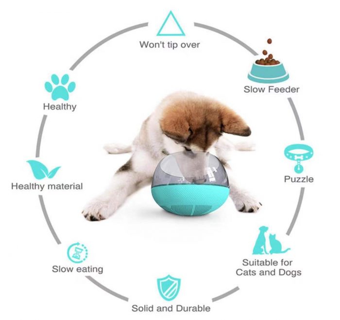 Space Capsule Pet Shaking Slow Feeder Dog Bowls Toys Tumbler Dog Food Container - Image 2
