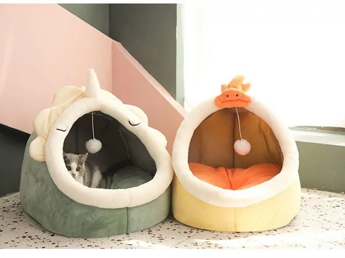 Sweet Cat Bed Warm Pet Basket Cozy Kitten Lounger Cushion Cat House Tent Very Soft Small Dog Mat Bag For Washable Cave Cats Beds - Image 7