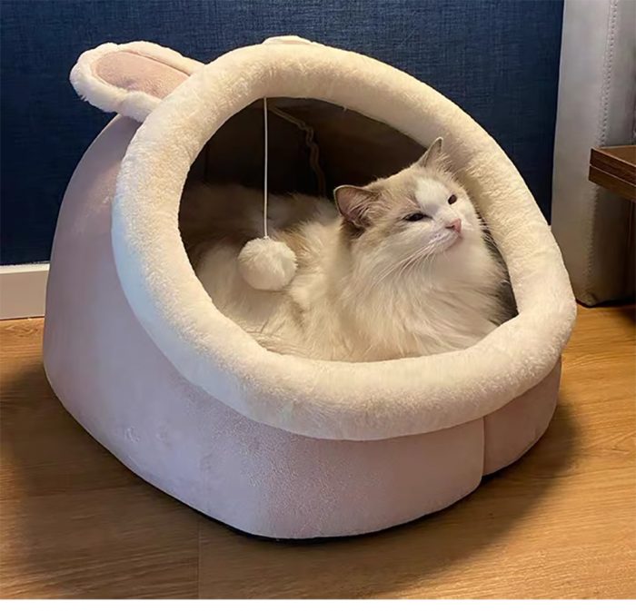 Sweet Cat Bed Warm Pet Basket Cozy Kitten Lounger Cushion Cat House Tent Very Soft Small Dog Mat Bag For Washable Cave Cats Beds - Image 4