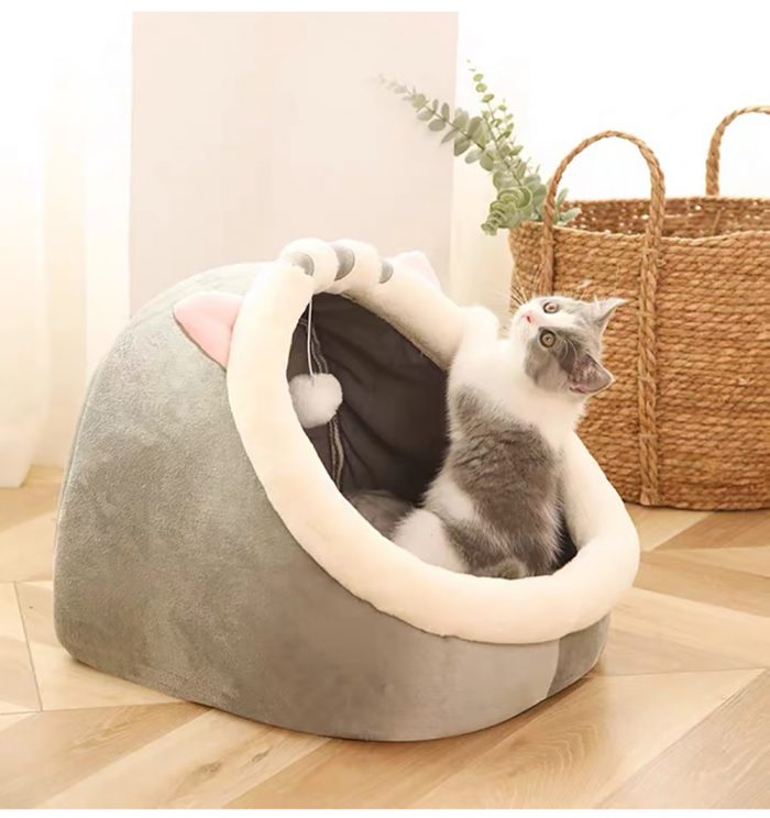 Sweet Cat Bed Warm Pet Basket Cozy Kitten Lounger Cushion Cat House Tent Very Soft Small Dog Mat Bag For Washable Cave Cats Beds - Image 6
