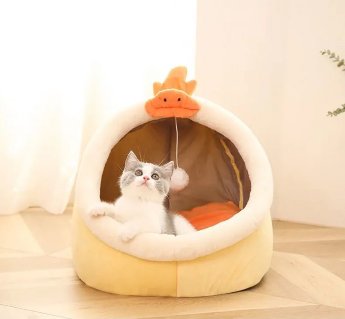 Sweet Cat Bed Warm Pet Basket Cozy Kitten Lounger Cushion Cat House Tent Very Soft Small Dog Mat Bag For Washable Cave Cats Beds - Image 9