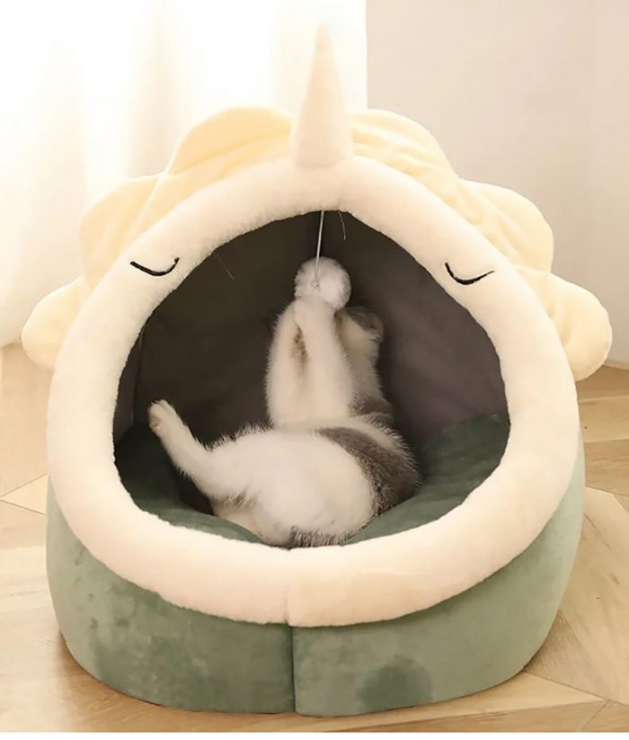 Sweet Cat Bed Warm Pet Basket Cozy Kitten Lounger Cushion Cat House Tent Very Soft Small Dog Mat Bag For Washable Cave Cats Beds - Image 8