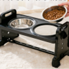 Adjustable Elevated Dog Bowls Pet Double Stainless Steel Bowls Feeding Bowl Stand