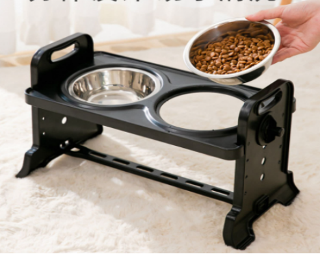 Adjustable Elevated Dog Bowls Pet Double Stainless Steel Bowls Feeding Bowl Stand