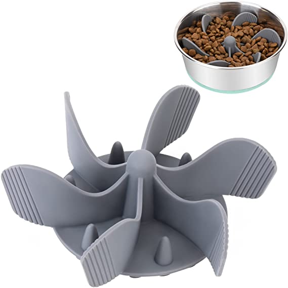 Slow Feeder Dog Bowls Insert Super Firm Slow Eating Dog Bowl Compatible with Regular and Elevated Dog Bowls (Spiral)