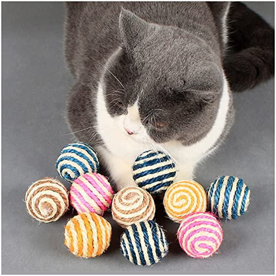Sisal Ball Interactive Cat Ball，Color Scratch Cat Toy，Ball Cat Rolling Ball