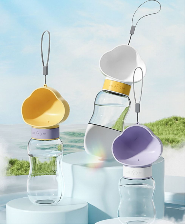 Dog Water Bottle for Walking,No Spill Multifunctional and Portable Dog Travel Water Dispenser with Food Container