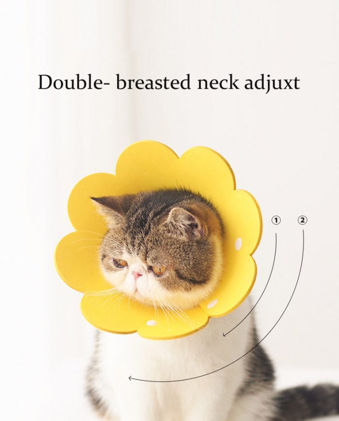 Sunflower Circle Cat Recovery EVA Collar PET Cone Collar Pet Cones for Cats, Adjustable Sunflower Elizabeth Collar Postoperative Protection Soft Cat Cone - Image 2