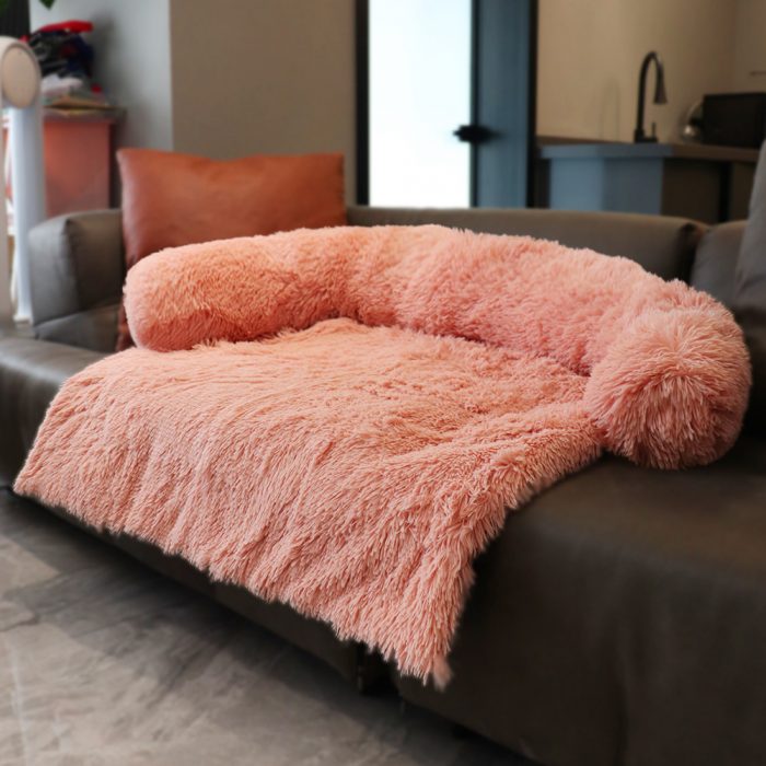 Pet Bed Calming Dog Bed Fluffy Plush Dog Mat for Furniture Protector with Removable Washable Cover for Large Medium Small Dogs - Image 2