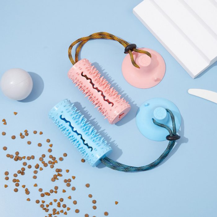 Pet Toy Balls Dog Chew Toys for Cleaning Teeth and Removing Dental Calculus, Non-Toxic Natural Rubber Leaking Food Indestructible Ball with Training-Rope
