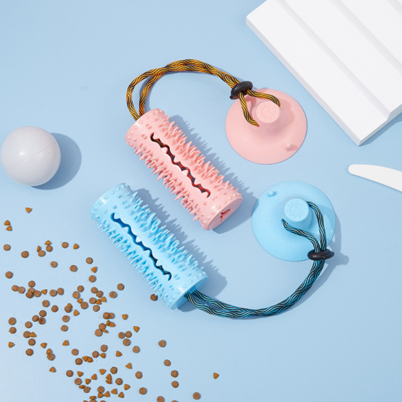 Pet Toy Balls Dog Chew Toys for Cleaning Teeth and Removing Dental Calculus, Non-Toxic Natural Rubber Leaking Food Indestructible Ball with Training-Rope