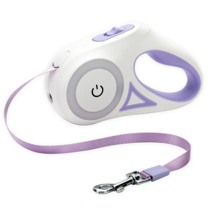 Retractable Dog Leash with Light,  Night Walking Retractable Leash in Purple, Anti-Slip Handle Pet Leash - Image 4