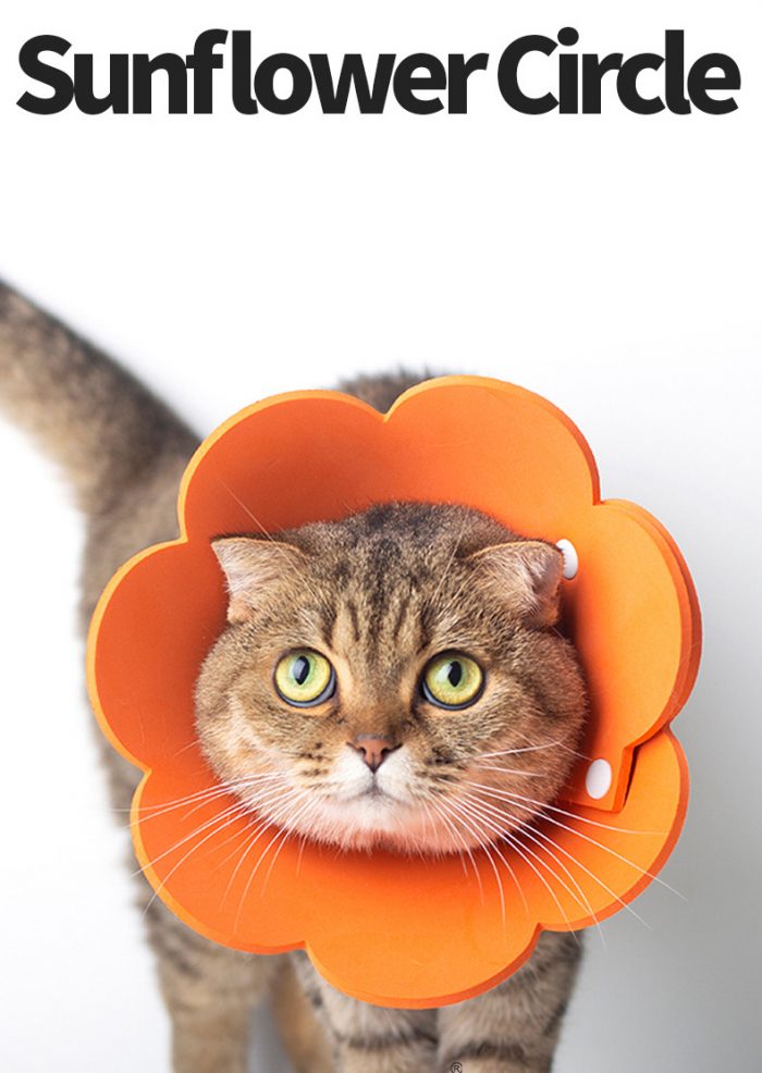 Sunflower Circle Cat Recovery EVA Collar PET Cone Collar Pet Cones for Cats, Adjustable Sunflower Elizabeth Collar Postoperative Protection Soft Cat Cone