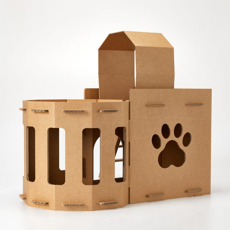 Cat Cardboard House Cat Scratcher House with Castle design Cat Play House for Indoor DIY Corrugated Scratcher Box