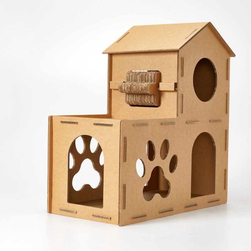 Cat Cardboard House Cat Scratcher House with Castle design Cat Play House for Indoor DIY Corrugated Scratcher Box