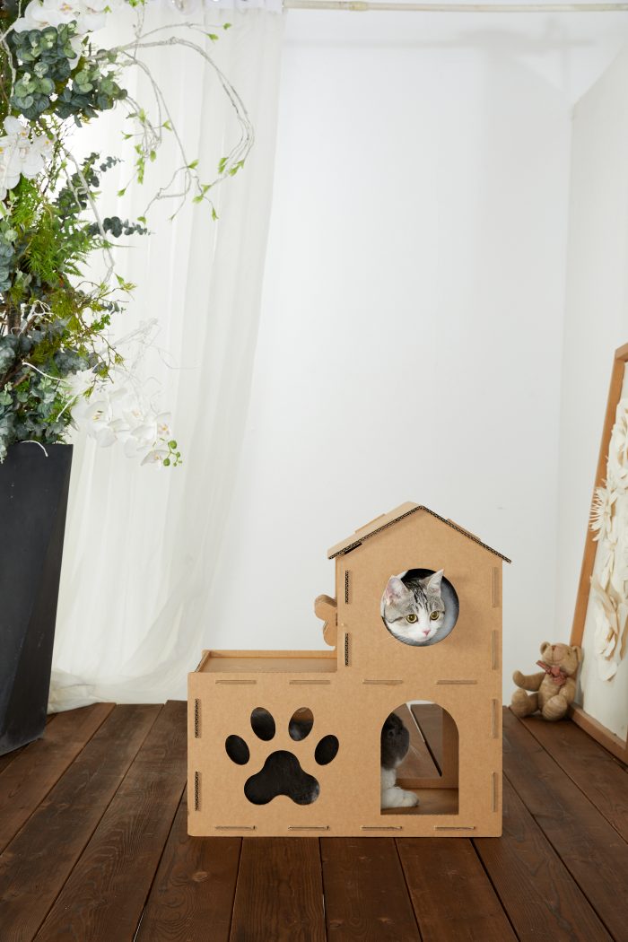 Cat Cardboard House Cat Scratcher House with Castle design Cat Play House for Indoor DIY Corrugated Scratcher Box - Image 7