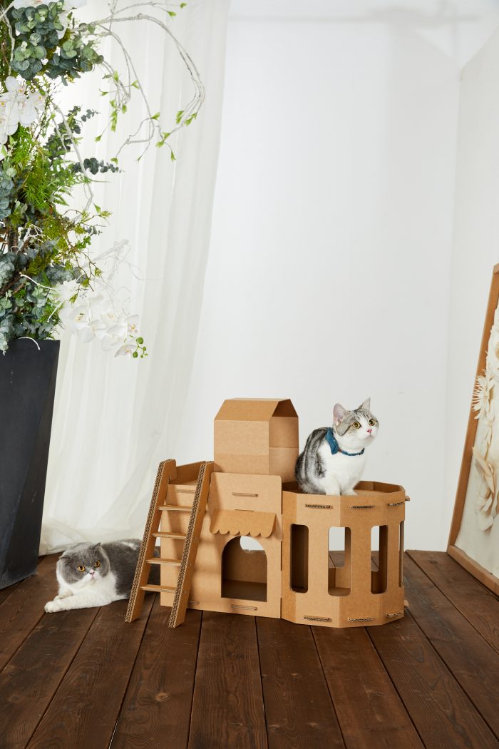 Cat Cardboard House Cat Scratcher House with Castle design Cat Play House for Indoor DIY Corrugated Scratcher Box - Image 2