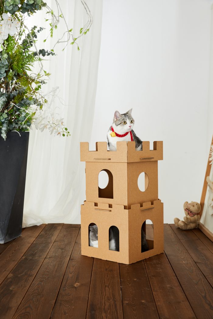 Cat Cardboard House Cat Scratcher House with Castle design Cat Play House for Indoor DIY Corrugated Scratcher Box - Image 6