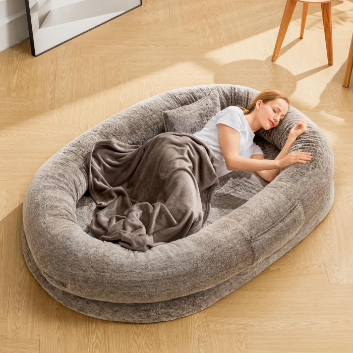 Human Dog Bed，Dog Beds for Humans Size Fits You and Pets, Washable Faux Fur Human Dog Bed for People Doze Off, Napping, Large Orthopedic Dog Bed - Image 2