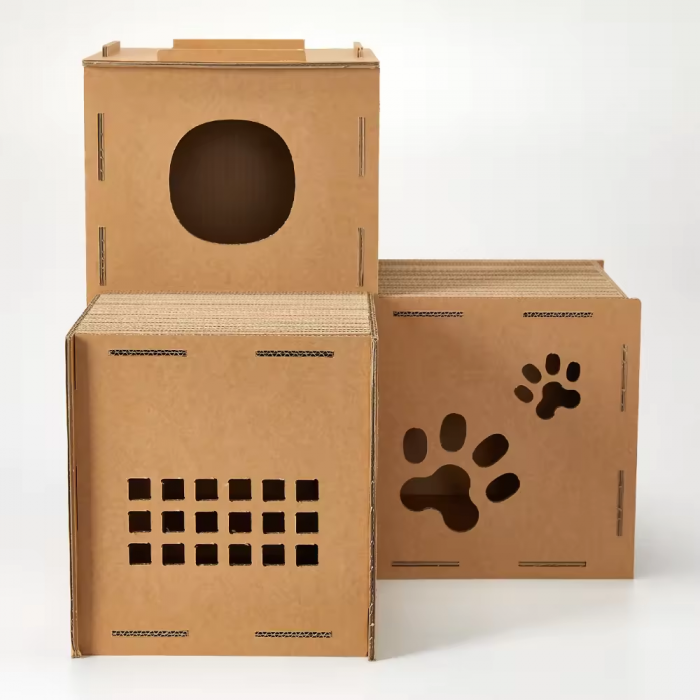 Pet Products Paper Cat House Square Building Indoor Product Easy Assembled toy Scratch Box Three Layers cardboard - Image 2