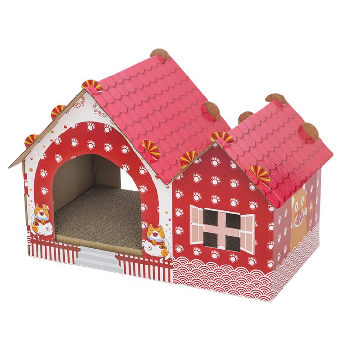 Cardboard Cat House with Scratcher - Image 3