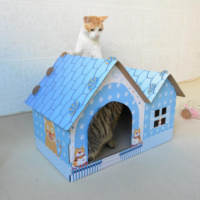 Cardboard Cat House with Scratcher - Image 2