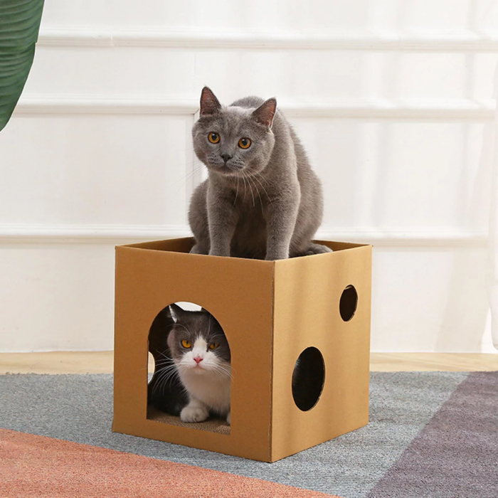 Cat Corrugated House Scratcher Bed Funny Toy Mat Castle - Image 2