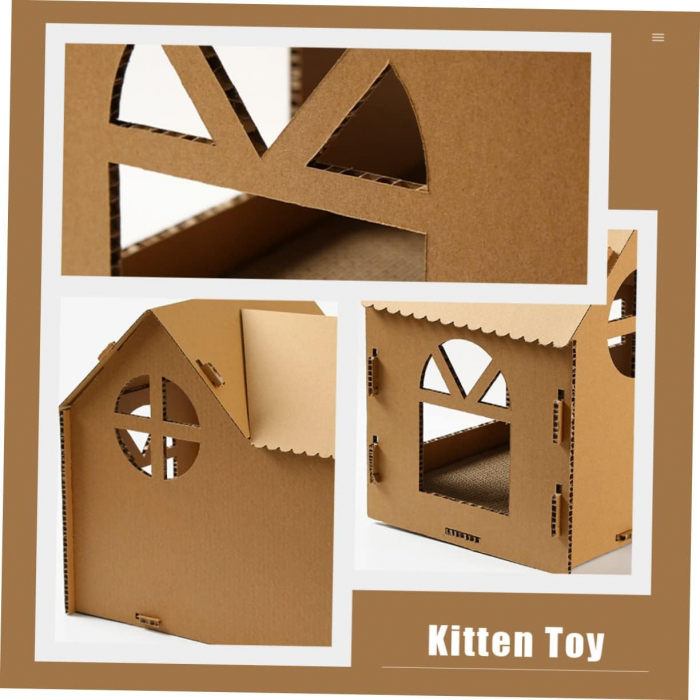 Cat House Kitten Play Corrugated House - Image 2