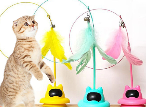 Feather Teaser Cat Toy, With Suction Cup Interactive Plush Cat Toy, Adjustable Angle And Height Interactive Cat Toys For Indoor, Cat Plush Toys For Indoor Cats