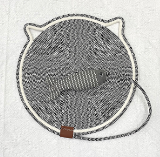 Cat Scratcher Mat, Natural Cotton Rope Cat Scratch Pad, Round Horizontal Floor Cat Scratching Pads for Indoor Cats, Cat Furniture Protector for Wall, Couch, Carpets, Sofas