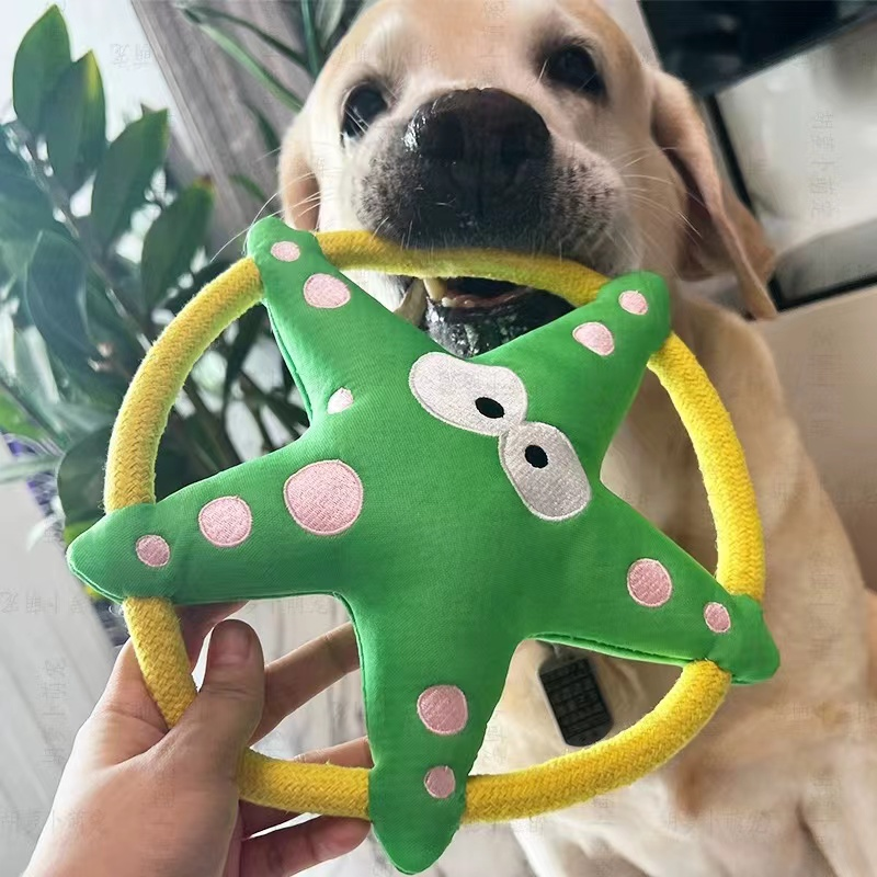 Squeaky Dog Toys, No Stuffing Crinkle Dog Toys for Small Medium Large Dogs,Interactive Dog Toys to Keep Them Busy, Cute Starfish Plush Dog Chew Toys for Puppy Teething