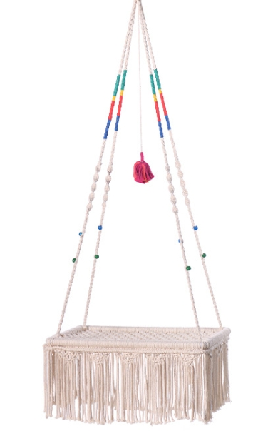 Cat Hammock Ceiling Hanging Cats Bed, Boho Cat Swing Cats Sleep Bag, Handwoven Cat Window Perch with Hanging Kit, Indoor Outdoor Cat Kitten Sleeping Climbing Playing Home Decor