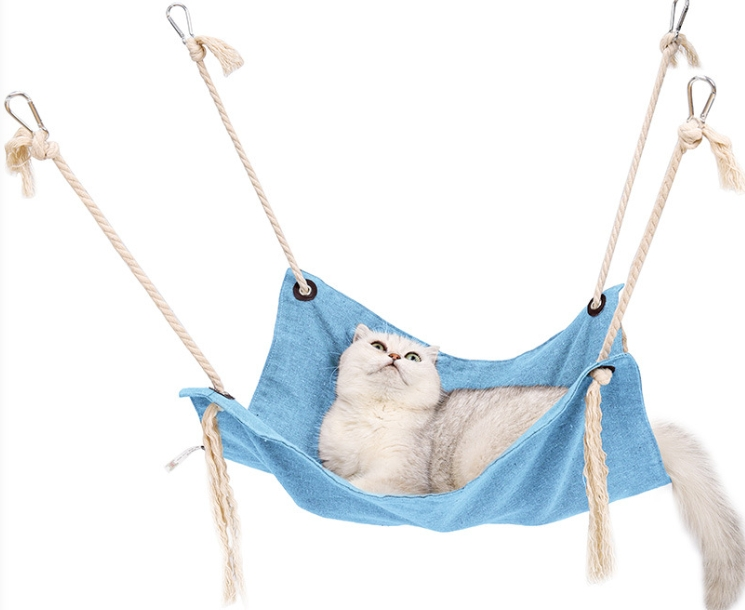 Cat Cage Hanging Bed, Pet Breathable Cotton Linen Hammock, Cage Swing Cat Hanging Nest, Cat Hanging Pad Cat Litter Cat Hanging Hammock