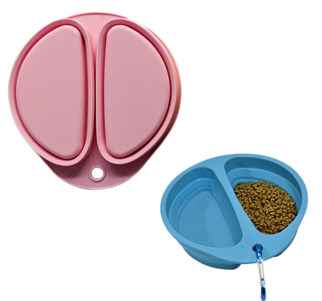 2-in-1 Silicone Foldable Portable Dog Bowl