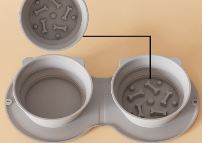 Foldable Pet Bowl - Anti-Flipping Slow Eat Column - Thickened Water Food Bowl Feeder for Travel - Portable Pet Supplies - Image 3