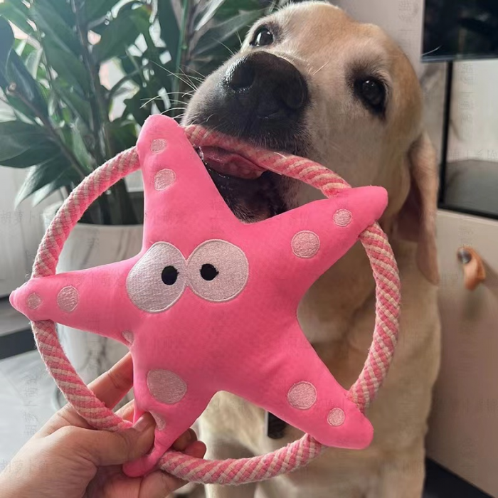 Squeaky Dog Toys, No Stuffing Crinkle Dog Toys for Small Medium Large Dogs,Interactive Dog Toys to Keep Them Busy, Cute Starfish Plush Dog Chew Toys for Puppy Teething - Image 2