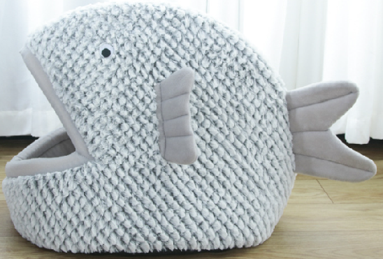 Cat Bed for Large Cats and Small Dog -Fish-Shaped Dog Beds for Joint-Relief and Sleep Improvement - Machine Washable Puppy Warming Mat Bed