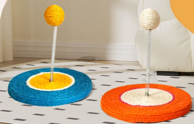 Cat Scratching Board, Fun Interactive Bite Resistance Cat Scratcher Toy with Sisal Ball, Teaser Stick Sisal Cat Scratcher Cat Scratcher Pad for Cats and Kittens