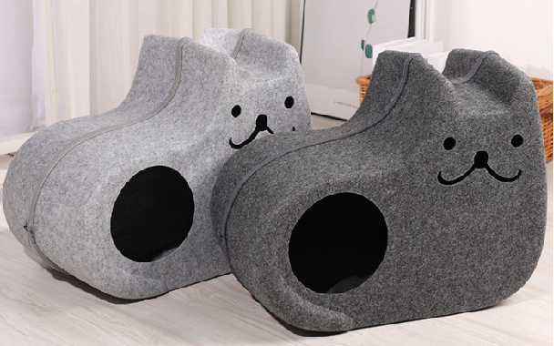 Pet Beds Portable Gray Cat Shape Pet Bed Cat Cave
