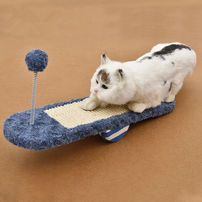 Pet Cat Toy Scratching Post Interactive Kitten Seesaw Sisal Hemp Mat with Ball - Image 3
