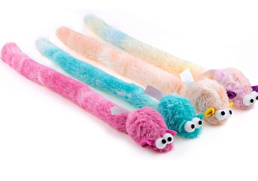 Long Soft Plush Cat Toys Mice with Bell Rustle Sound Small Mouse Activity Interactive Toy