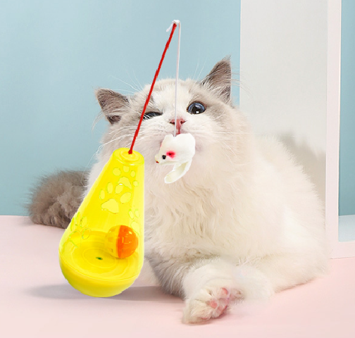 Roly-Poly Toy Plush Mouse Bell Ball，with Plush Mouse Cat Stick for Indoor Cats Kittens