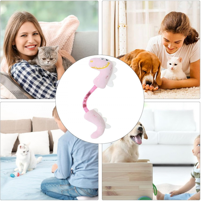 Cat Stick Toy Plush,Kitten Grinding Teeth Doll - Spring Dinosaur Soft Teething Toy, Bite-Resistant Plush Doll For Kitten To Medium Cat - Image 4