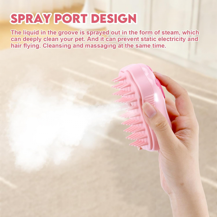 Steamy Dog Brush for Shedding, Bath, Grooming & Massage | Cat Steam Brush for Cats | Steam Pet Brush | Pet Supplies & Cat Grooming Supplies - Image 5