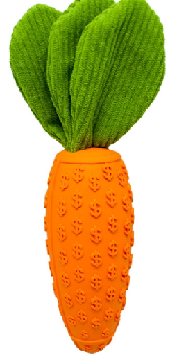 Squeaky Dog Chew Toys for Aggressive Chewers, Rubber Carrot Dog Toys, Interactive Tough Dog Toy,Funny Dog Teeth-Cleaning Toy for Puppy Small Medium Large Dogs