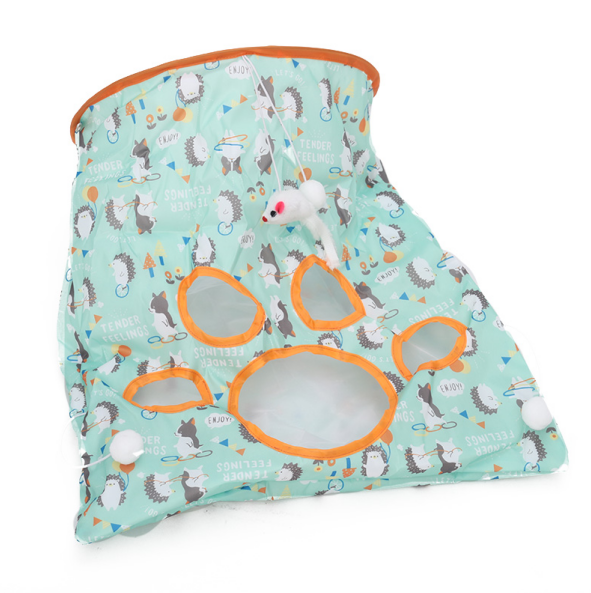 Cat Cave Tunnel Crinkle: Funny Pompom Interactive Portable Kitten Play Toy Cat Sleeping Bag with Mouse Toy Home
